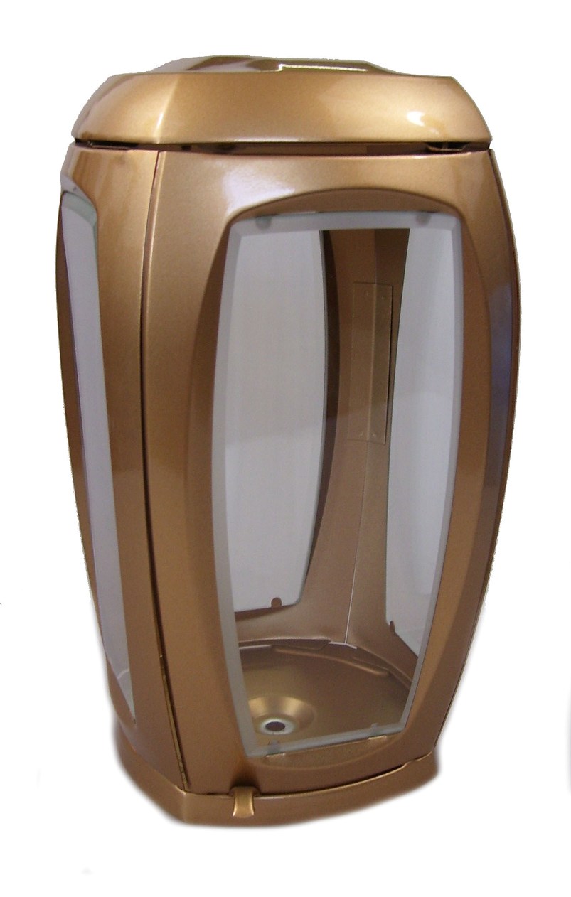 Náhrobný lampáš L5 - zlato - metalická farba / štvorhranný oblý